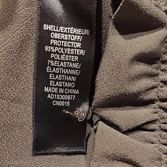 Adrianna Papell Ruched Neckline Bloused Hem Sleeveless Dark Olive Top Large - Picture 9 of 11